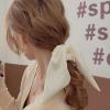 Silky Satin Hair Scarf Scrunchies with Ribbon Tails - Elastic Ponytail Holders for Women and Girls in Black, White, Beige for Thick and Thin Hair, 3PCS view 2