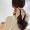 Silky Satin Hair Scarf Scrunchies with Ribbon Tails - Elastic Ponytail Holders for Women and Girls in Black, White, Beige for Thick and Thin Hair, 3PCS view 3