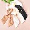 Silky Satin Hair Scarf Scrunchies with Ribbon Tails - Elastic Ponytail Holders for Women and Girls in Black, White, Beige for Thick and Thin Hair, 3PCS view 4