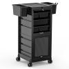 OmySalon Salon Trolley Cart, Hair Stylist Station with 2 Lockable Doors, Rolling Hair Cart Organizer with Drawers & Bucket & Dryer Holder, Barber Shop Hairdressing Beauty Tattoo Versatile Equipment view 1