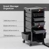 OmySalon Salon Trolley Cart, Hair Stylist Station with 2 Lockable Doors, Rolling Hair Cart Organizer with Drawers & Bucket & Dryer Holder, Barber Shop Hairdressing Beauty Tattoo Versatile Equipment view 2
