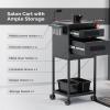 OmySalon Salon Trolley Cart, Hair Stylist Station with Lockable Drawer, 2 Magnetic Color Bowls & 2 Storage Baskets, Metal Barbershop Beauty Hairdressing Tattoo Equipment, Black view 3