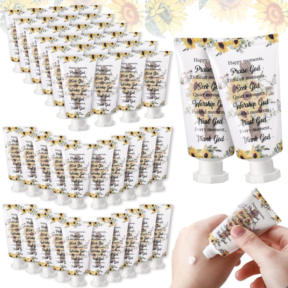 Heigble 50 Pack Christian Hand Lotion Bulk Gifts for Women Christmas Stocking Stuffers Gifts Bible Mini Travel Hand Lotion for Women Church Appreciation(Stylish)