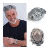 Hair Toupee Men Human Hair Toupee for Men 8"x10" Durable Mono with PU Base Men's Toupee #1B Black with Gray Color Lace Front Mens Hair Replacement System Men's Toupee (Color : 1B80 8x10inch) view 1