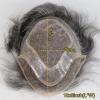 Hair Toupee Men Human Hair Toupee for Men 8"x10" Durable Mono with PU Base Men's Toupee #1B Black with Gray Color Lace Front Mens Hair Replacement System Men's Toupee (Color : 1B80 8x10inch) view 2