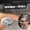 Hair Toupee Men Human Hair Toupee for Men 8"x10" Durable Mono with PU Base Men's Toupee #1B Black with Gray Color Lace Front Mens Hair Replacement System Men's Toupee (Color : 1B80 8x10inch) view 3
