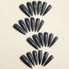 IMSOHOT Stiletto Press on Nails Extra Long Fake Nails All Black Glossy False Nails with Designs Full Cover Solid Color Acrylic Almond Glue on Nails for Women 24Pcs view 3