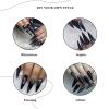IMSOHOT Stiletto Press on Nails Extra Long Fake Nails All Black Glossy False Nails with Designs Full Cover Solid Color Acrylic Almond Glue on Nails for Women 24Pcs view 4