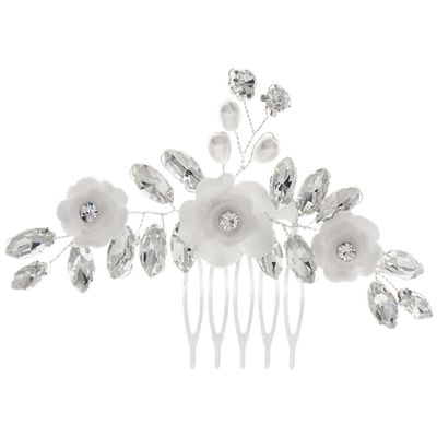 Beavorty Flower Rhinestone Hair Comb for Brides Elegant Wedding Hair Accessories Chic Floral Side Comb for Women for Bridal Parties and Special Occasions