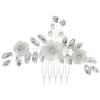 Beavorty Flower Rhinestone Hair Comb for Brides Elegant Wedding Hair Accessories Chic Floral Side Comb for Women for Bridal Parties and Special Occasions view 1