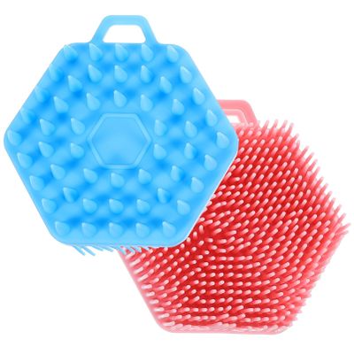 2pcs Bathing Scrubber Hair Scalp Body Massage Scrubber Silicone Loofah Men Body Shower for Sided Brush Silicone Bath Loofah