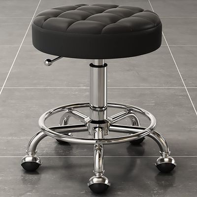 Rolling Salon Stool Adjustable Height Swivel Stool, Beauty Nail Barber Shop Swivel Lifting Round Stool with Wheels and Foot Rest for Salon Esthetician and Home Office,Black