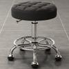 Rolling Salon Stool Adjustable Height Swivel Stool, Beauty Nail Barber Shop Swivel Lifting Round Stool with Wheels and Foot Rest for Salon Esthetician and Home Office,Black view 1