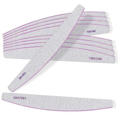 10Pcs Nail File Professional WAFOLOZE Nail Files Reusable Double Sided Emery Boards(100/180&180/240 Grit) Nail Styling Tools for Home and Nail Files for Acrylic Nails Salon Use