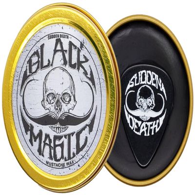 THE VINTAGE GROOMING CO. Black Magic Mustache Wax | Sudden Death | Hide Grey Hair In Beard Or Moustache | Strong Hold 1 oz Tin | No Heat Source Required | Unscented