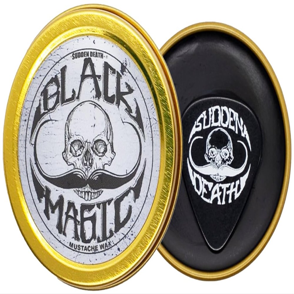 THE VINTAGE GROOMING CO. Black Magic Mustache Wax | Sudden Death | Hide Grey Hair In Beard Or Moustache | Strong Hold 1 oz Tin | No Heat Source Required | Unscented