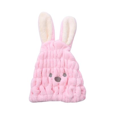 balacoo Creative Cartoon Rabbit Dry Hair Hat for Boy Girl Super Absorbent Soft Hair-drying Cap for Bathing and Face Washing Random Color