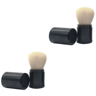 balacoo 2pcs Portable Telescopic Makeup Brush Professional Makeup Brush for Women Foundation and Blush Fiber Bristles for Daily and