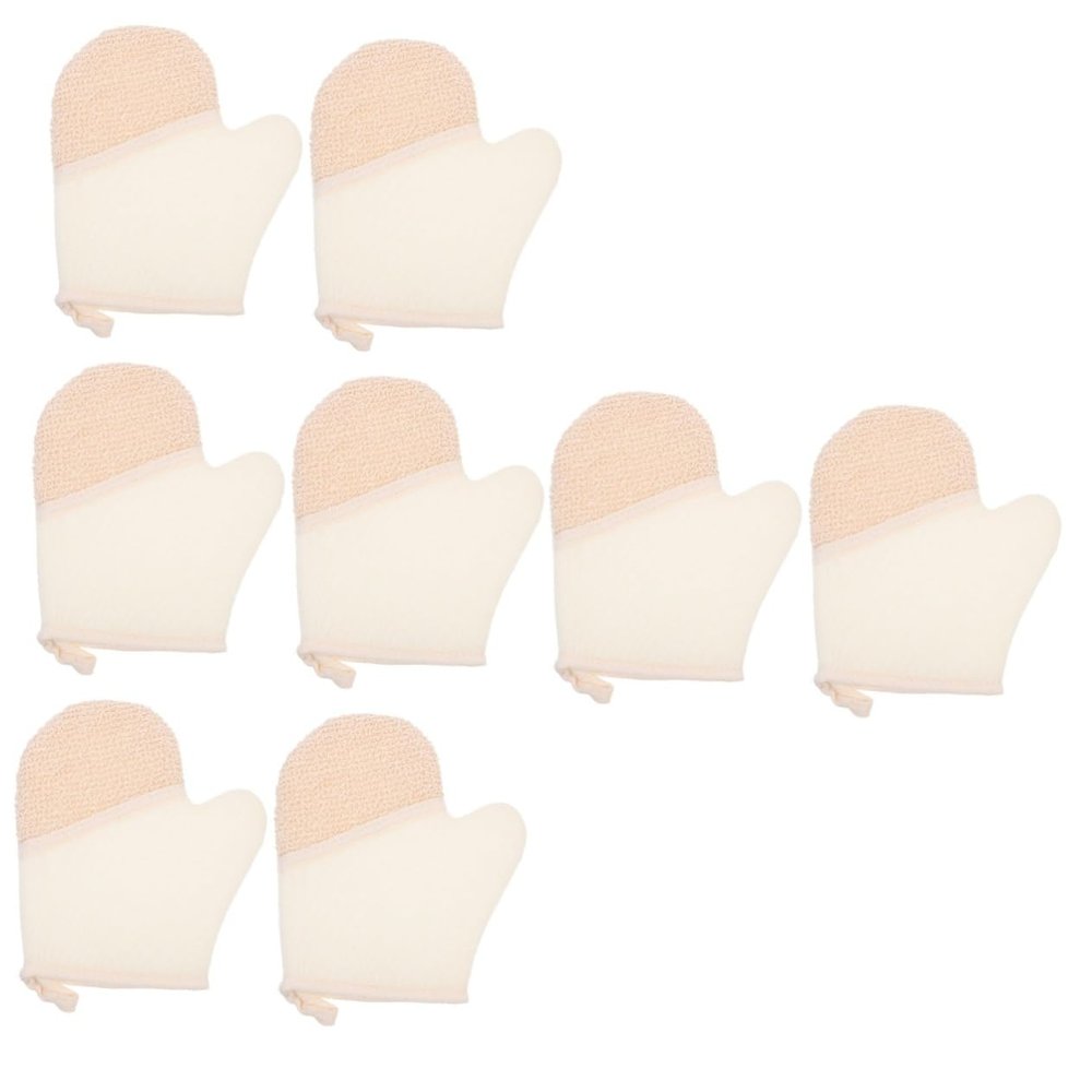 Alipis 8pcs Exfoliating Bath Gloves Dual-Sided Flax Scrub Gloves for Body Cleansing and Dead Skin Removal for Use Promotes Smooth and Glowing Skin
