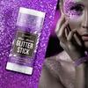 Brzeaf Purple Glitter Stick for Makeup, Not Greasy & Shimmery & Long Lasting, Chunky Glitter for Face/Body/Hair/Eyes, Singer Concert Music Christmas Rave Festival, Glitter Stick Makeup for Women Men view 3