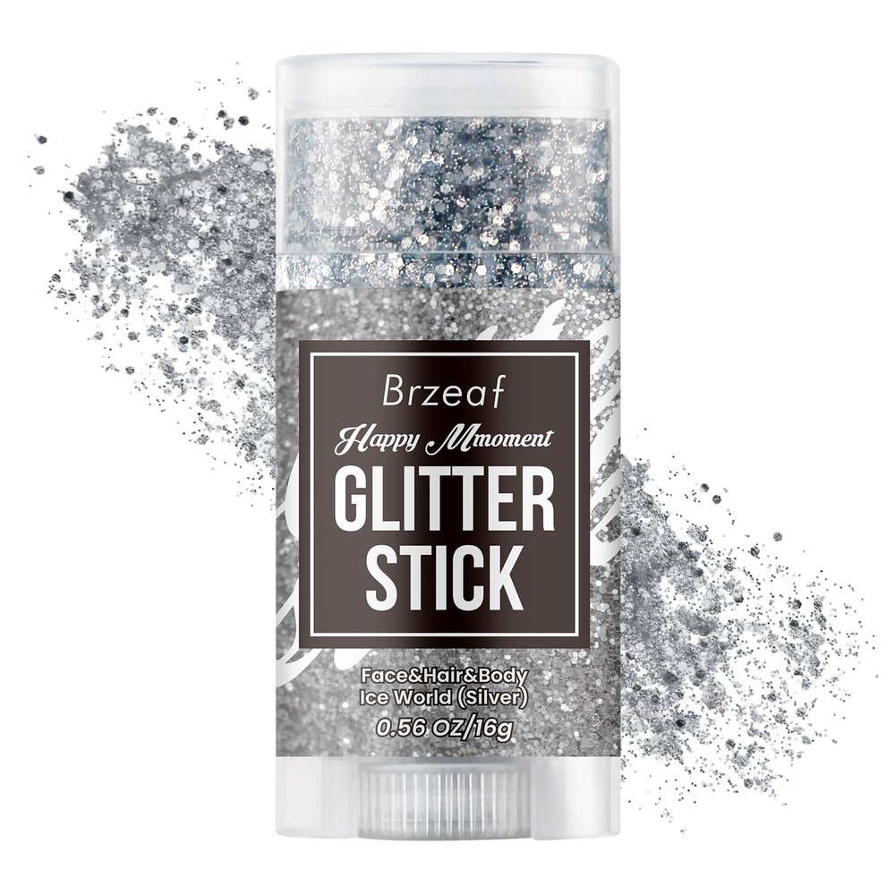 Brzeaf Fairy Costume Body Face Glitter, Waterproof & Long Lasting, Hair Eyeshadow Face Body Glitter, Singer Concert Music Rave Festival, Glitter Stick Makeup & Face Glitter Gel