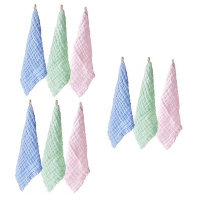 Alipis 9pcs Boy Girl Face Washing Towel Soft Absorbent Kerchiefs for Boy Girl for Saliva Wiping and Teething Green