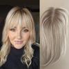 FQNing Human Hair Topper, Balayage Hair Blonde Short Remy Hair Piece 5''*5.5'' Soft Silk Base Crown Coverage No Bangs for Women (8 Inch, T16/10,honey blonde with toffee lowlights and level 9/10 root) view 1