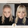 FQNing Human Hair Topper, Balayage Hair Blonde Short Remy Hair Piece 5''*5.5'' Soft Silk Base Crown Coverage No Bangs for Women (8 Inch, T16/10,honey blonde with toffee lowlights and level 9/10 root) view 3