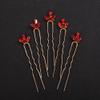 Teyglen Hair Pins, 5pcs Crystal Bride Wedding Hair Accessories, Rhinestone Sparkly Hair Clips for Women Girls Party Prom (Red) view 1