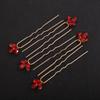 Teyglen Hair Pins, 5pcs Crystal Bride Wedding Hair Accessories, Rhinestone Sparkly Hair Clips for Women Girls Party Prom (Red) view 2