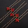 Teyglen Hair Pins, 5pcs Crystal Bride Wedding Hair Accessories, Rhinestone Sparkly Hair Clips for Women Girls Party Prom (Red) view 3