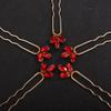 Teyglen Hair Pins, 5pcs Crystal Bride Wedding Hair Accessories, Rhinestone Sparkly Hair Clips for Women Girls Party Prom (Red) view 4