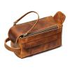 AGDHERSNVX Toiletry Bag for Men Women,Full Grain Leather Handcrafted Vintage Travel Pouch,Leather Toiletry Travel Dopp Kit,Large Shaving Cosmetic BagFully Lined with Cotton Fabric VintageBrown view 1