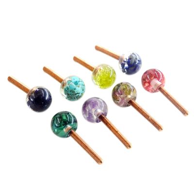 16PCS Pure Copper Tattoo Machine Contact Screws US 8-32 Thread Resin Stone Toppers 8 Styles Tattoo Binding Post Replacement Parts for Tattoo Artists