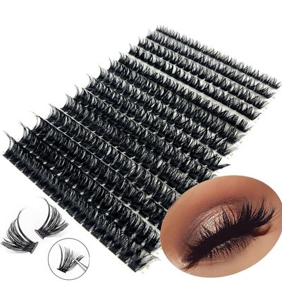 HBZGTLAD Mink Eyelashes 280 Bundles Natural 3D Russia Volume Individual Eyelash Cluster Makeup Tools Lashes (100D-0.07mm-D Curl-11MM) - Black, Cruelty Free, Premium Mink Fur