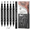 5PCS Black Liquid Eyeliner Stamps Set,Double-side Winged Eyeliner Stencil Pen,Waterproof Long Lasting Eye Liners Stamp Eyeliner Pencil Tattoo Makeup Tools with Heart,Flower,Star,Butterfly,Cone Shapes view 1