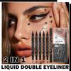5PCS Black Liquid Eyeliner Stamps Set,Double-side Winged Eyeliner Stencil Pen,Waterproof Long Lasting Eye Liners Stamp Eyeliner Pencil Tattoo Makeup Tools with Heart,Flower,Star,Butterfly,Cone Shapes view 2