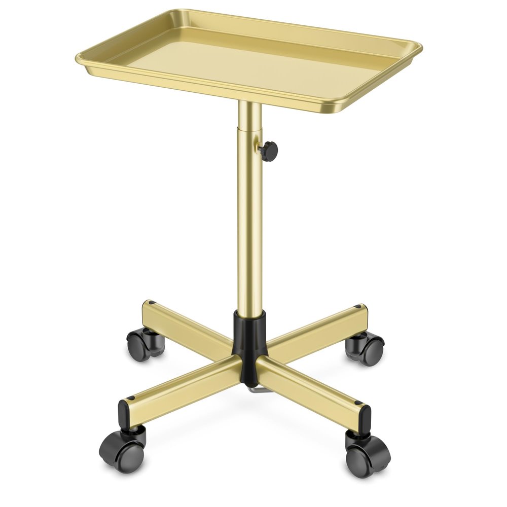 DEER BEAUTY Salon Tray on Wheels - Premium Aluminum Tattoo Tray Rolling Trolley - Adjustable Salon Service Rolling Tray Hairdresser Cart with Clinic Spa Rolling Tray Wheels (Bronze)