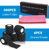 200PCS Pen Covers with 6PCS Grip Tape - Combofix Machine Wrap Cover Pink Pen Bags Pen Sleeves Machine Sleeves with Black Grip Wrap Self-Adherent Tape Plastic Covers view 2