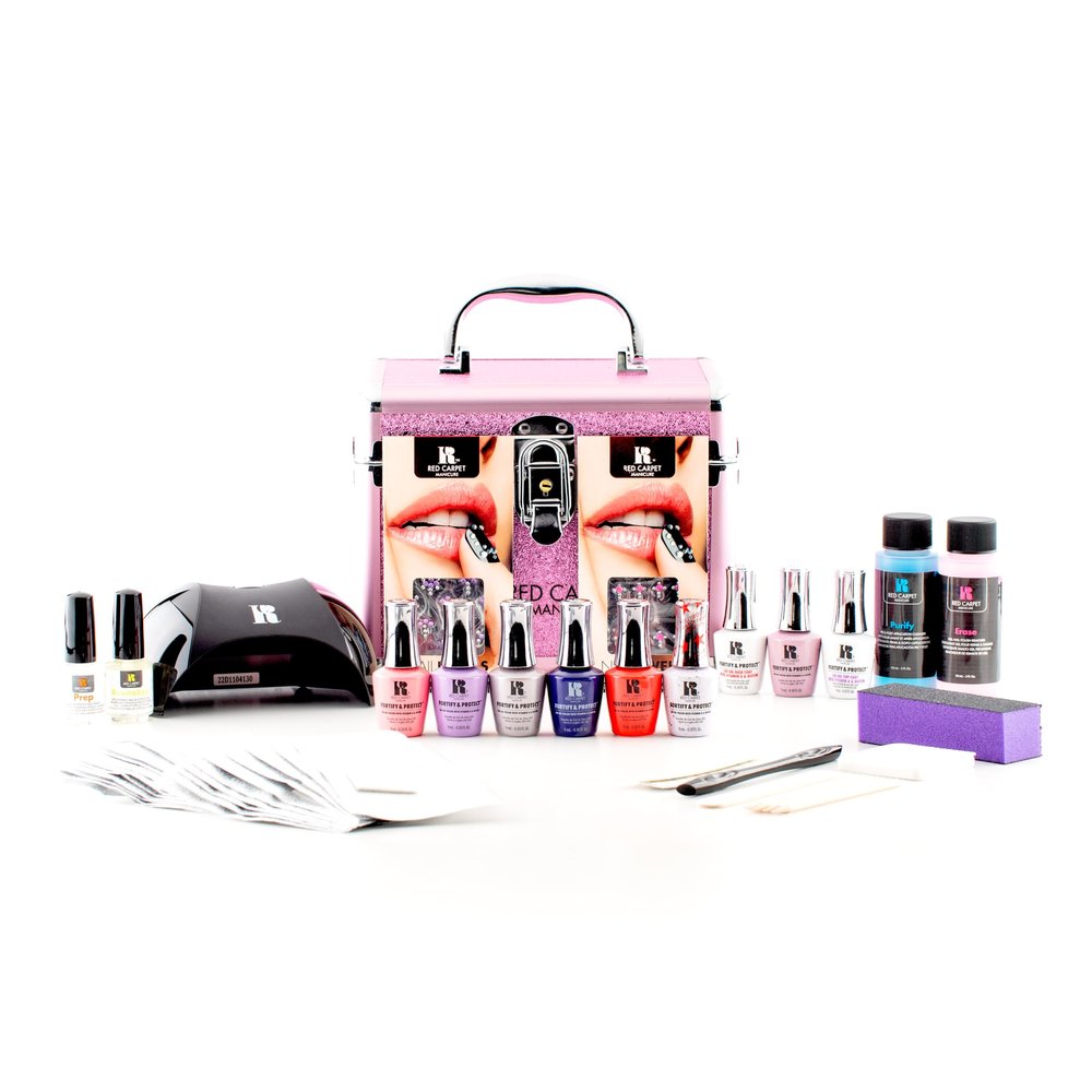 RC Red Carpet Manicure Fortify & Protect Bundle Pink Kit  DIY Gel Polish System, Salon-Quality Manicures at Home, Complete with Tools & Accessories (6PK Pinks/Purples Kit)