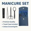 4 Piece Black Stainless Steel Nail Clipper & Manicure Set with Blue Faux Leather Case Travel Grooming Kit for Men & Women Stocking Stuffer & Dorm Essential Dependable Industries Inc. Essentials view 2