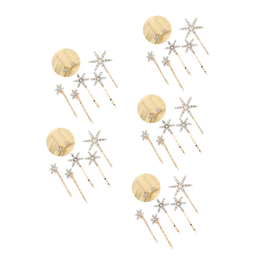 balacoo 25pcs Rhinestone Hair Barrettes for Women Alloy Star Clips Gold for Weddings and Parties Lightweight and Stylish Hair Accessories