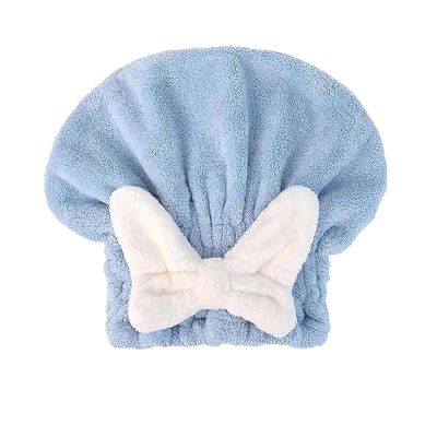 2PCS Super Absorbent Hair Towel Wrap for Wet Hair,Quick Dry Head Wrap with Bow-Knot Shower,Absorbent Hair Towel Wrap (Blue)
