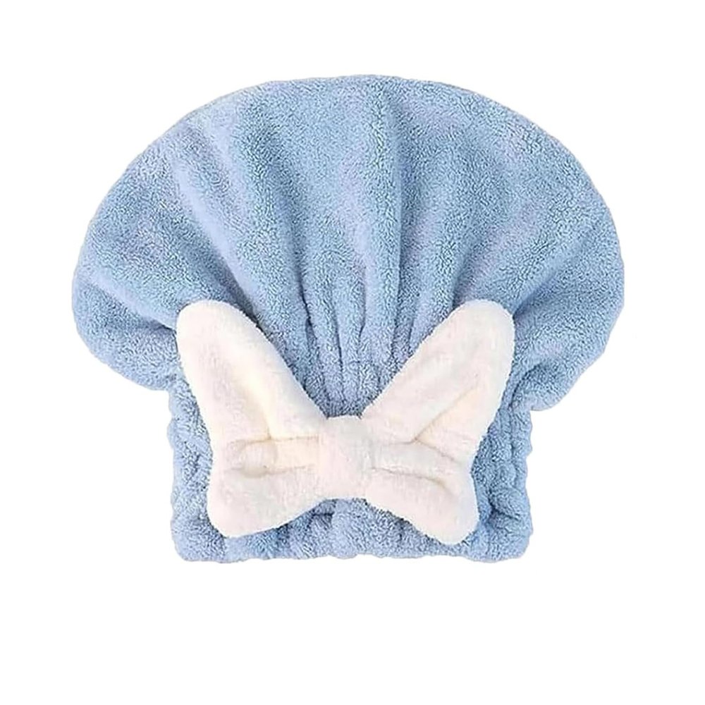 2PCS Super Absorbent Hair Towel Wrap for Wet Hair,Quick Dry Head Wrap with Bow-Knot Shower,Absorbent Hair Towel Wrap (Blue)