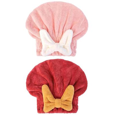 2PCS Super Absorbent Hair Towel Wrap for Wet Hair,Quick Dry Head Wrap with Bow-Knot Shower,Absorbent Hair Towel Wrap (2PCS H)