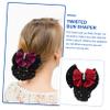balacoo 4pcs Bow Hair Snood Lightweight Elastic Hair Nets with Delicate Bowknots for Work Ceremonies Daily Use for Comfort view 3