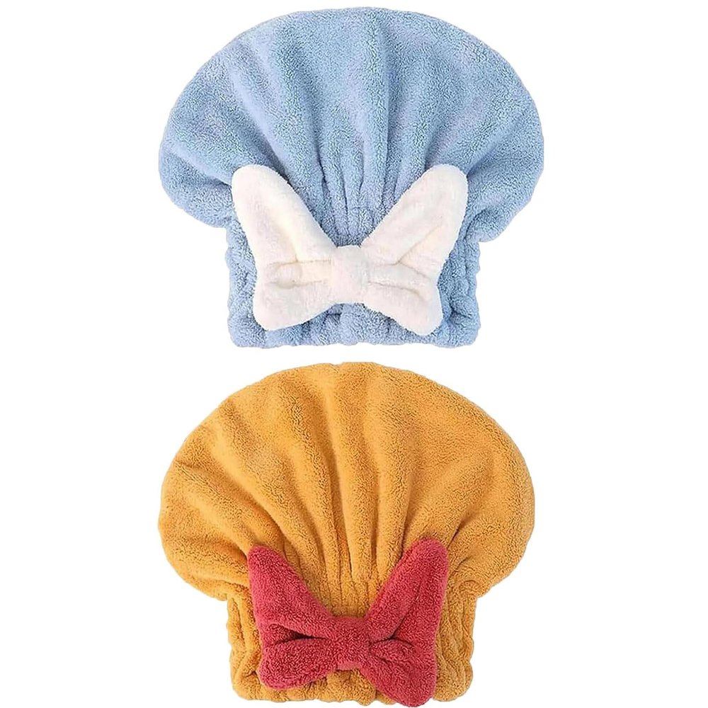 2PCS Super Absorbent Hair Towel Wrap for Wet Hair,Quick Dry Head Wrap with Bow-Knot Shower,Absorbent Hair Towel Wrap (2PCS G)