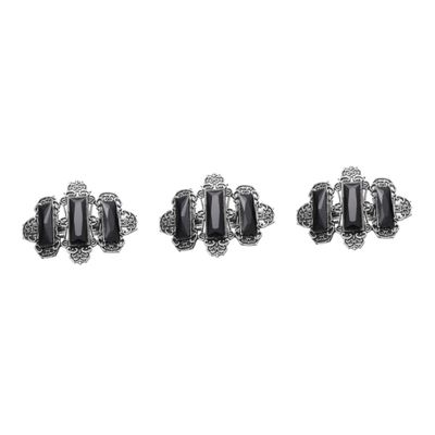 balacoo 3pcs Antiquing Hair Clip Stylish Alloy Clips for Daily Use Parties Silver and Black Fashionable Hairpins for Women Elegant Hair Accessories