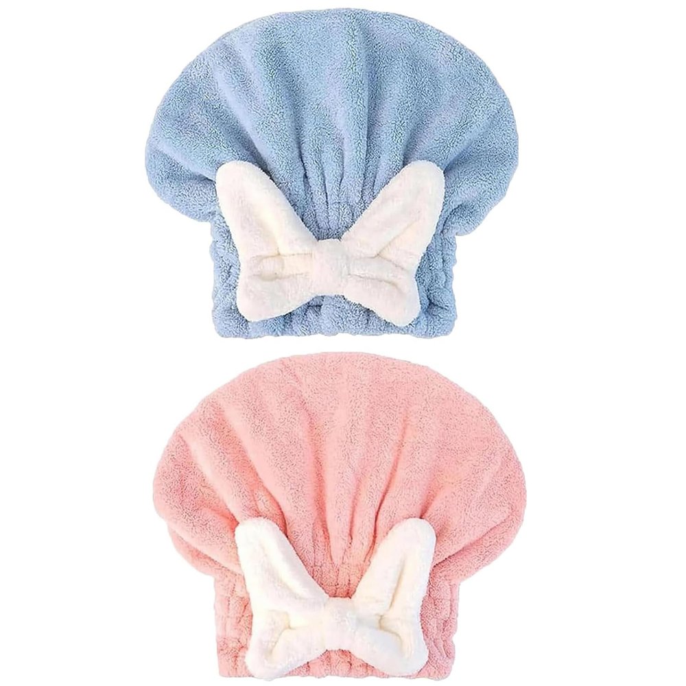 2PCS Super Absorbent Hair Towel Wrap for Wet Hair,Quick Dry Head Wrap with Bow-Knot Shower,Absorbent Hair Towel Wrap (2PCS E)