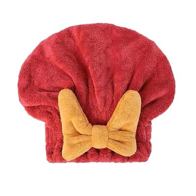 2PCS Super Absorbent Hair Towel Wrap for Wet Hair,Quick Dry Head Wrap with Bow-Knot Shower,Absorbent Hair Towel Wrap (Burgundy)